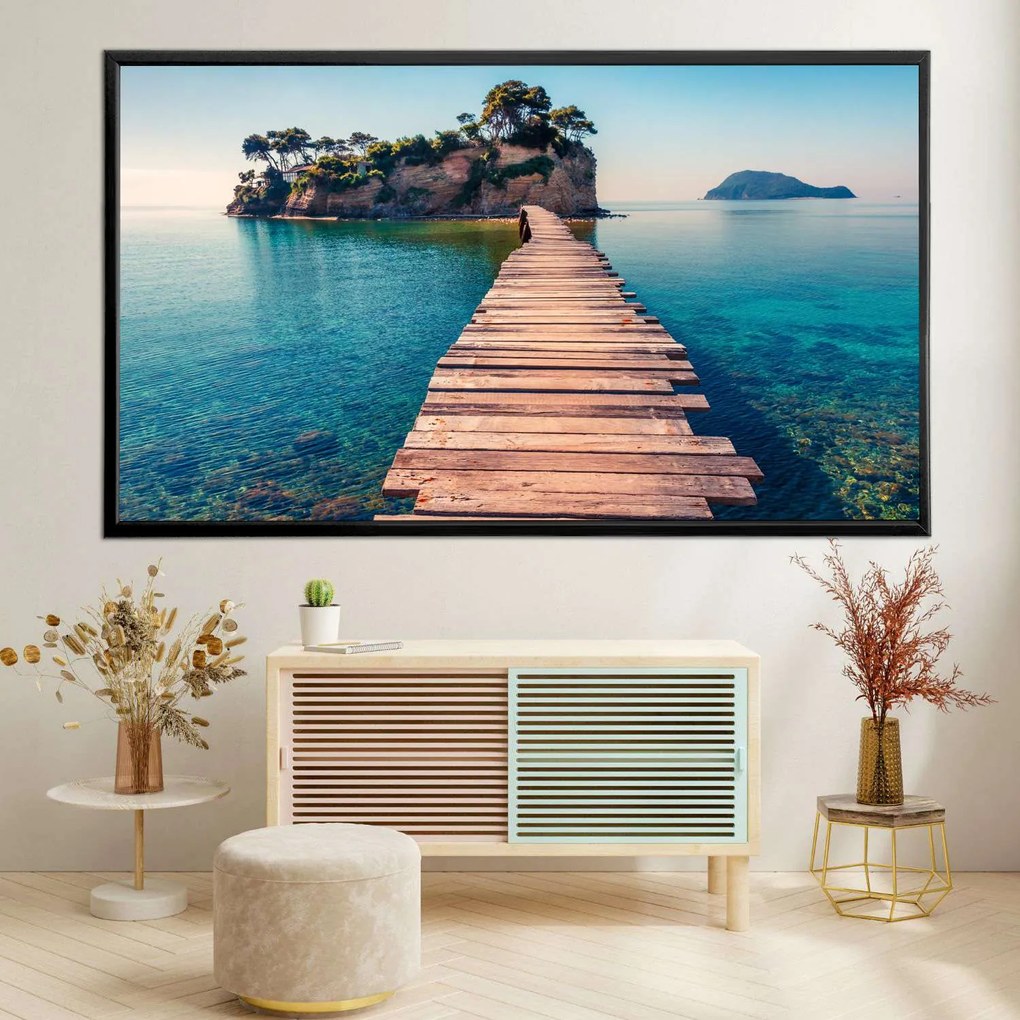 Πίνακας σε Plexiglass με Θέμα &#8220;Ζάκυνθος&#8221; σε μαύρη ξύλινη Κορνίζα - 80cmx50cm