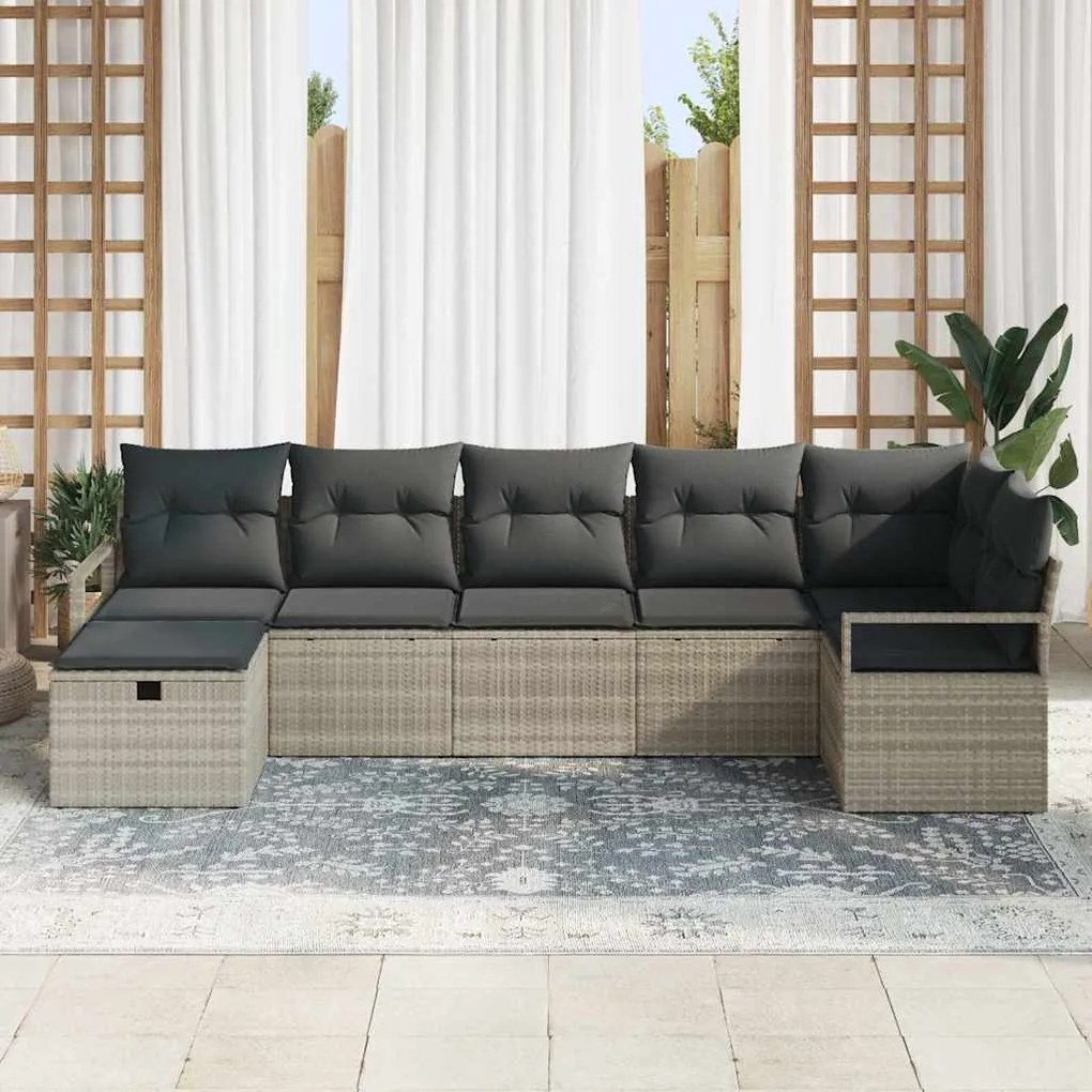 vidaXL Σετ Καναπέ Κήπου 7 pcs Ανοιχτό γκρι 287 x 122 x 85 εκ