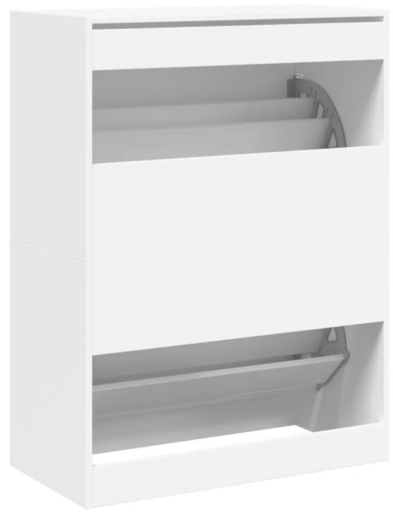 Παπουτσοθήκη με 2 Ανακλινόμενα Συρτάρια Λευκή 80x42x108 εκ. - Λευκό