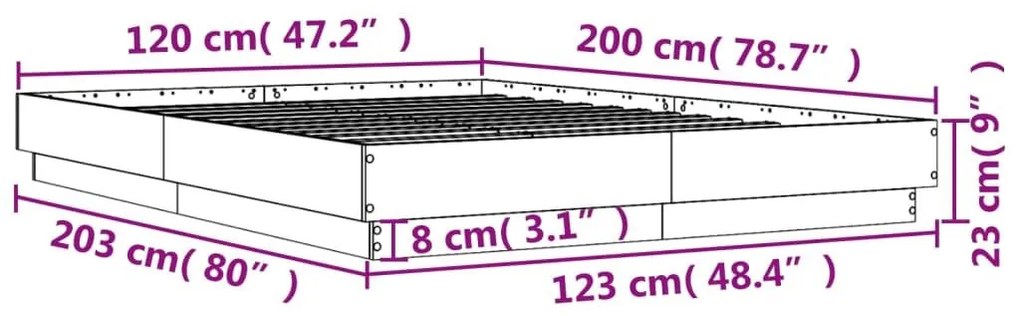 Πλαίσιο Κρεβατιού Λευκό 120 x 200 εκ. Επεξεργ. Ξύλο - Λευκό