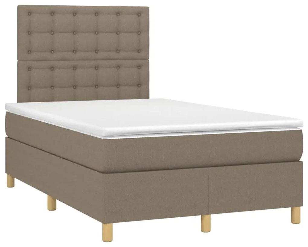 vidaXL Κρεβάτι Boxspring με Στρώμα & LED Taupe 120x200 εκ. Υφασμάτινο