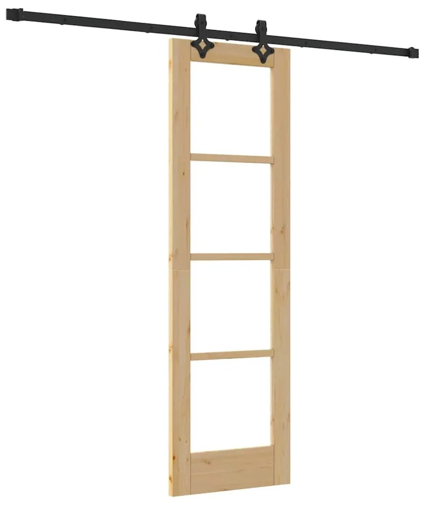 vidaXL Συρόμενη Πόρτα Καφέ 61 x 198.5 εκ. Ξύλο και μέταλλο