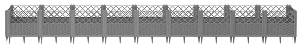 vidaXL Ζαρντινιέρα με Πασσάλους Γκρι 363,5x43,5x43,5εκ. Πολυπροπυλένιο