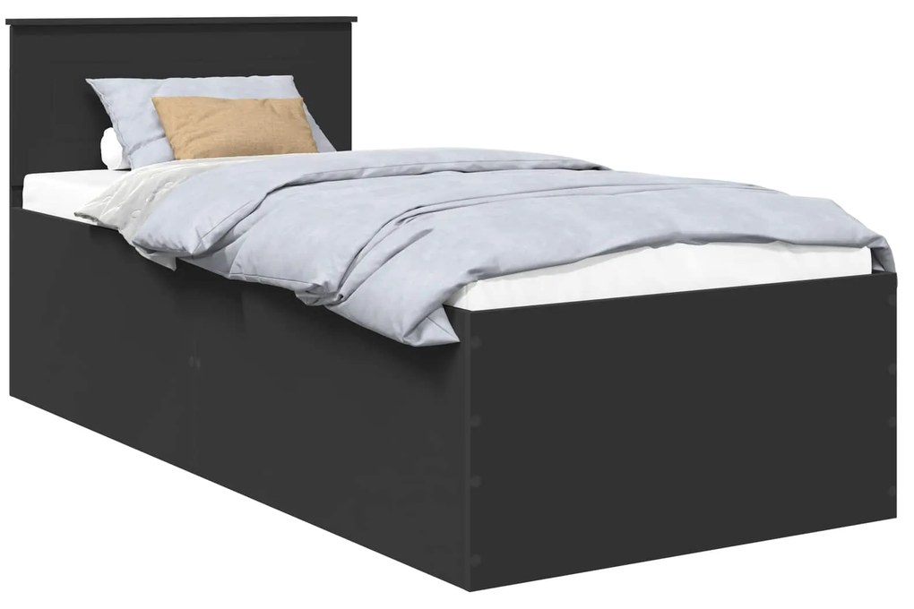 vidaXL Σκελετός Κρεβατιού Μαύρο 90 x 190 cm Επεξεργασμένο ξύλο