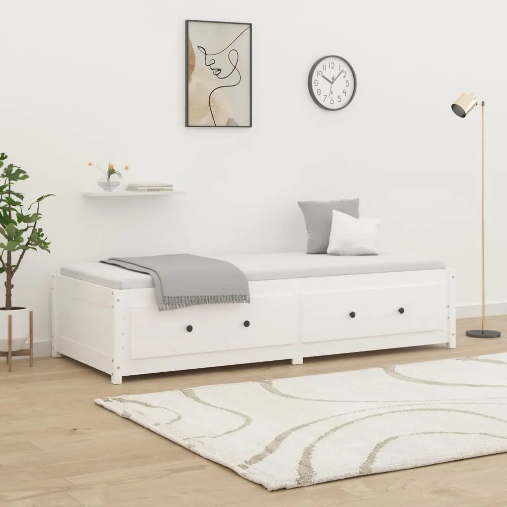 vidaXL Κρεβάτι ημέρας χωρίς στρώμα Λευκό 75x190 cm Στερεό ξύλο πεύκο