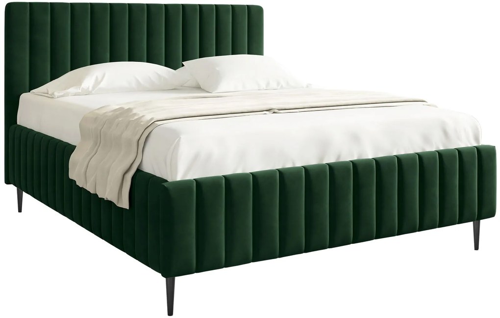 Επενδυμένο κρεβάτι Lewezo-Prasino Skouro-180 x 200