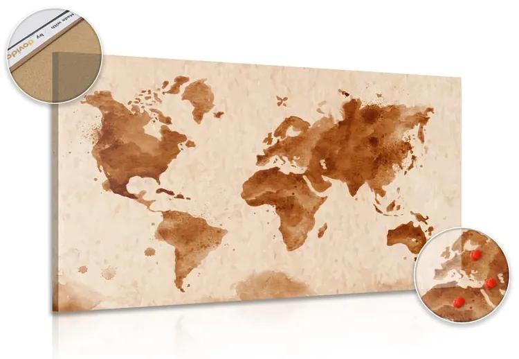 Εικόνα στον παγκόσμιο χάρτη φελλού σε ρετρό σχέδιο - 90x60  transparent