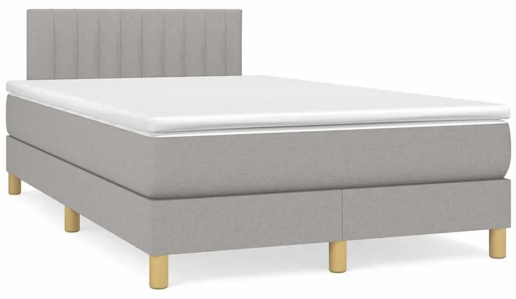 vidaXL Κρεβάτι Boxspring με Στρώμα & LED Αν.Γκρι 120x190εκ. Υφασμάτινο