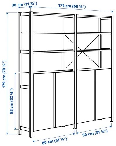 IVAR 2 τμήματα/ράφια/ντουλάπι, 174x30x179 cm 394.039.39