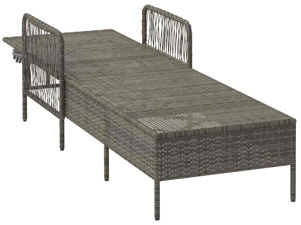 vidaXL Ξαπλώστρα με μαξιλάρι Γκρι 157 x 55 x 92 εκ. συνθετικό ρατάν