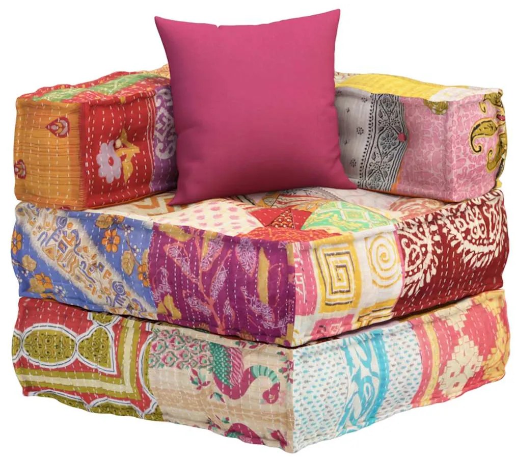 vidaXL Κάθισμα - Πουφ Αρθρωτό με Patchwork Υφασμάτινο με Μαξιλάρι