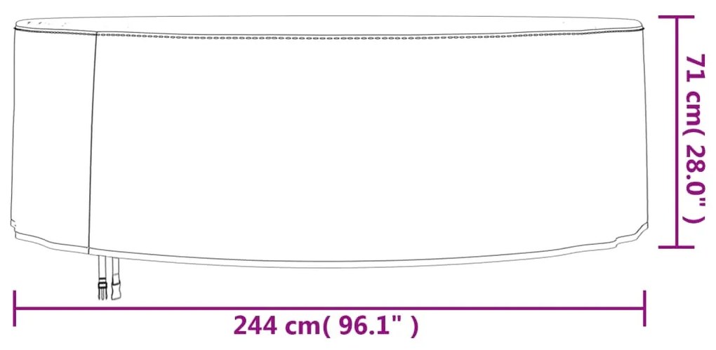 Κάλυμμα Επίπλων Κήπου Στρογγυλό Μαύρο Ø 244x71 εκ. 420D Oxford - Μαύρο