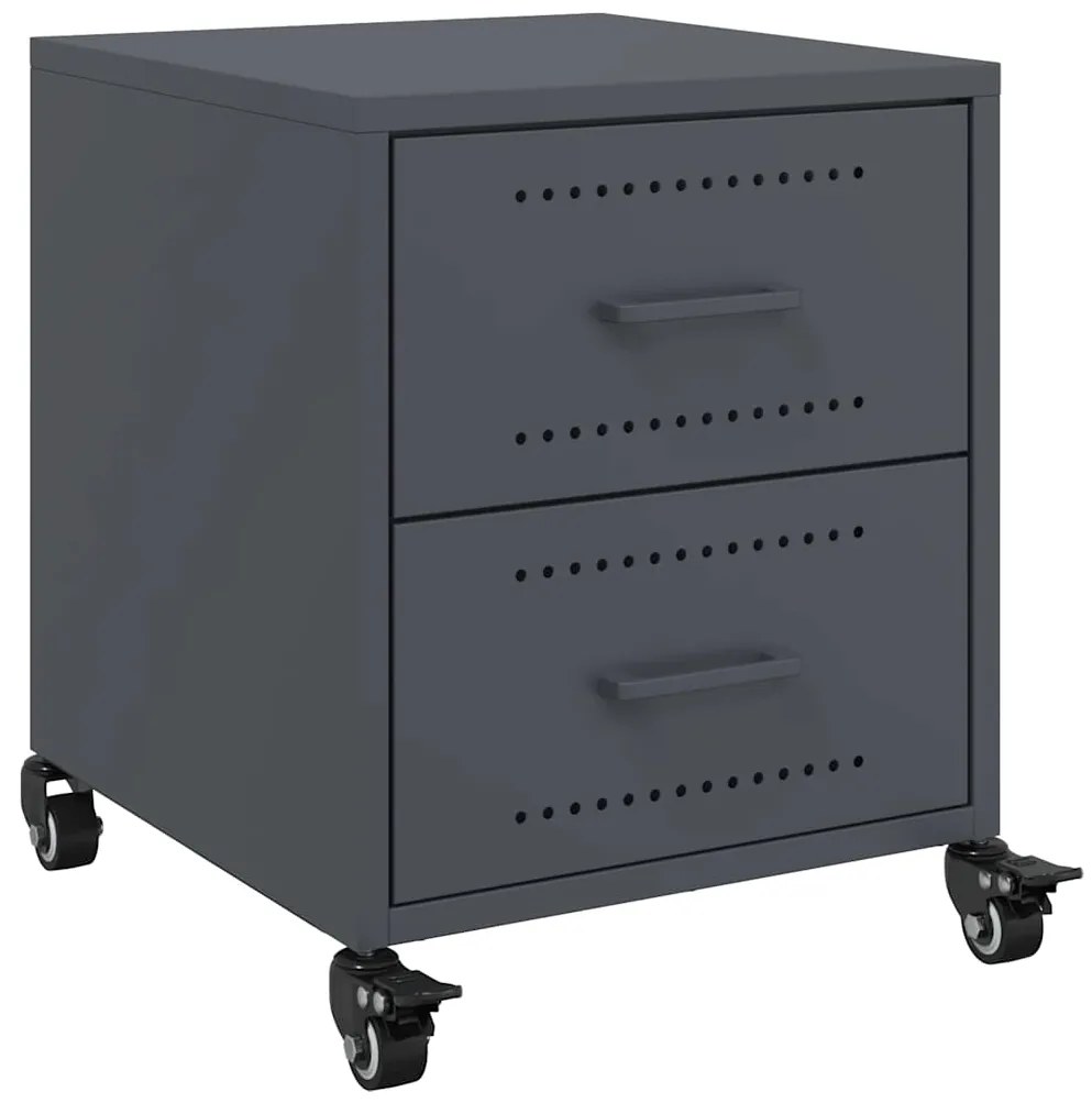 vidaXL Κομοδίνα 2 τεμ. Ανθρακί 36x39x43,5 εκ. από Χάλυβα