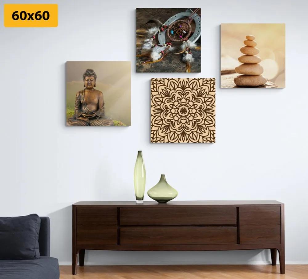 Σετ αρμονικών εικόνων του Βούδα - 4x 60x60