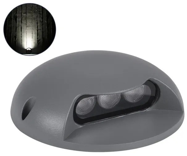 Επίτοιχο Σποτ Φωτιστικό Τοίχου LED 3W IP65 Φυσικό 4500K Ανθρακί-STEP-LUNA 90623 Globostar-90623-Ανθρακί 90623