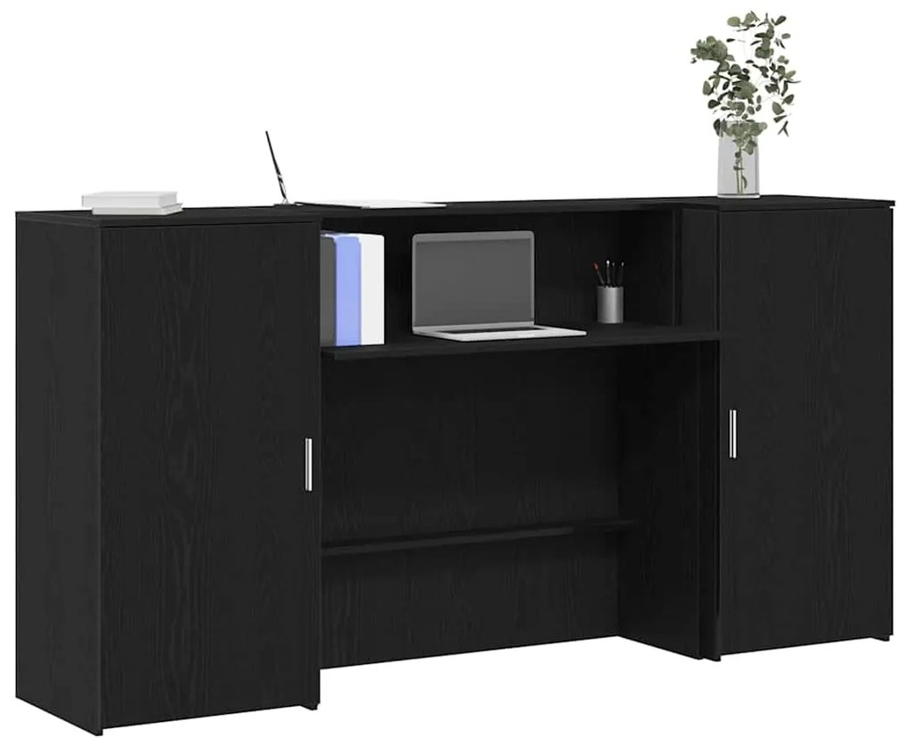 vidaXL Γραφείο υποδοχής Μαύρο Δρυς 200x50x103,5 εκ. Επεξεργασμένο Ξύλο