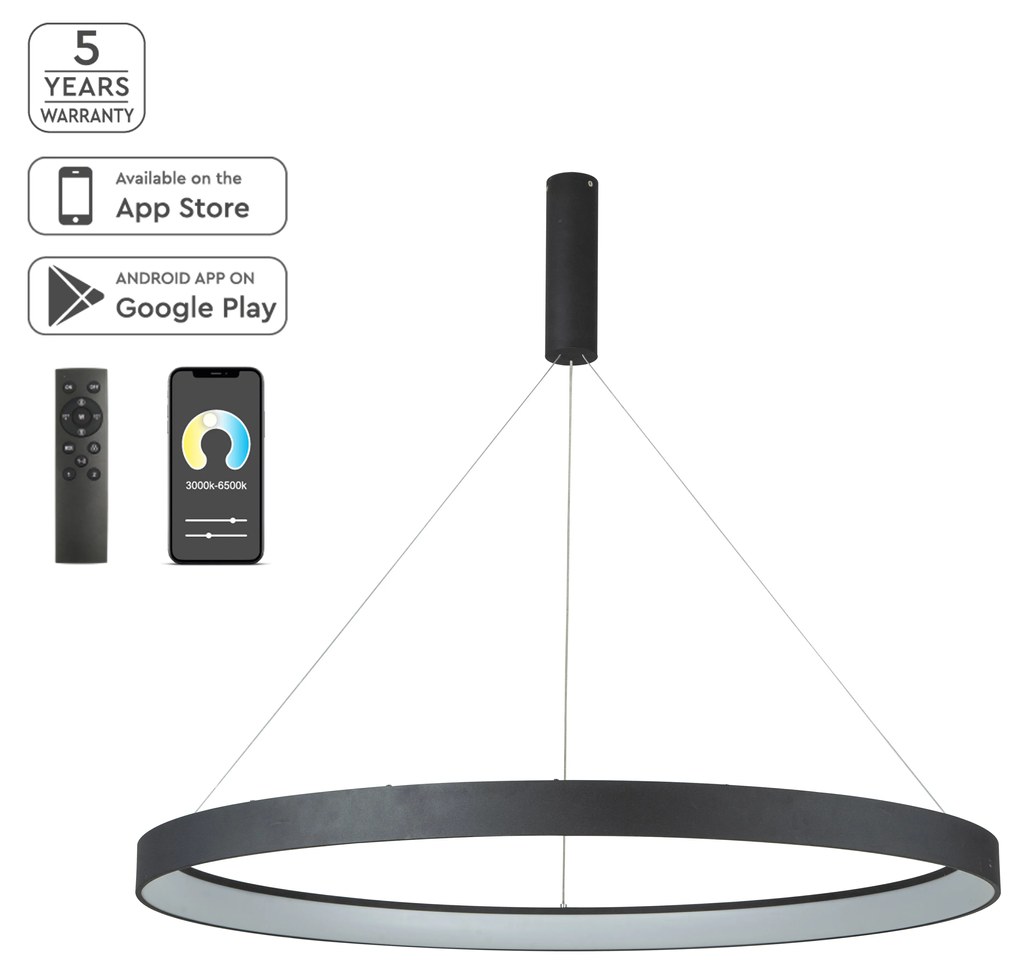 Φωτιστικό Κρεμαστό Μαύρο Μεταλιζέ 100xH100cm Led Smart 64w 2700-6000K 5120lm Homelighting Amaya 77-8140