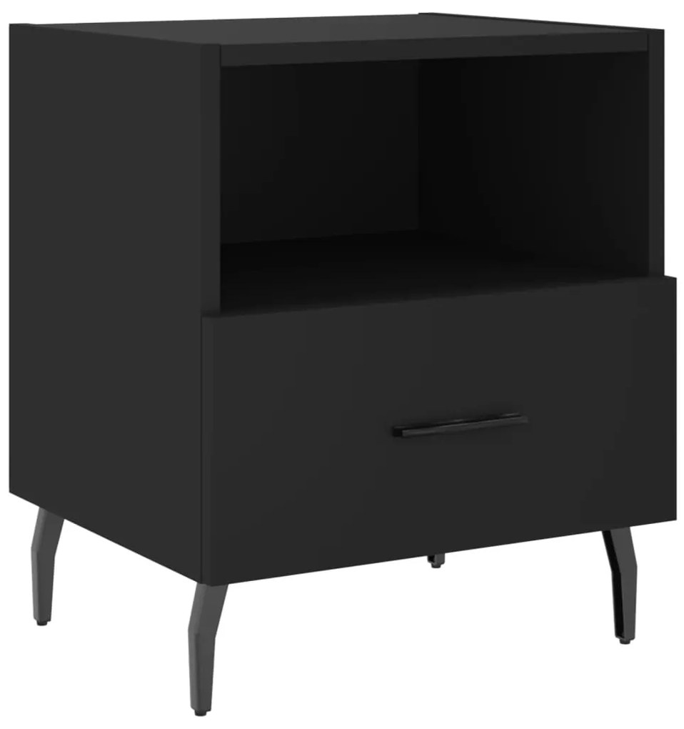 vidaXL Κομοδίνα 2 τεμ. Μαύρα 40 x 35 x 47,5 εκ. από Επεξεργασμένο Ξύλο