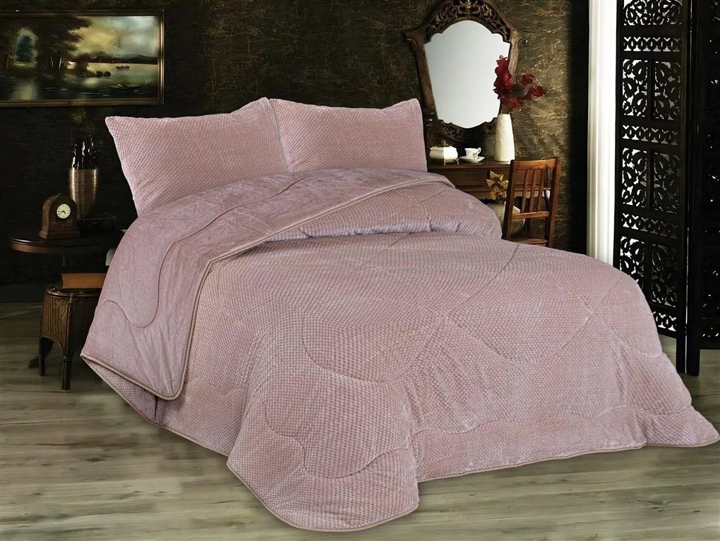 ΥΠΕΡΔΙΠΛΟ ΚΟΥΒΕΡΤΟΠΑΠΛΩΜΑ 220x240cm DIMCOL - POPCORN FLEECE 1950 SALMON ROSE