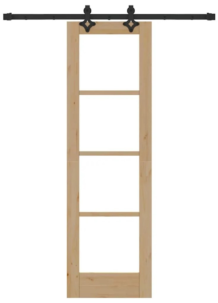 vidaXL Συρόμενη Πόρτα Καφέ 61 x 198.5 εκ. Ξύλο και μέταλλο