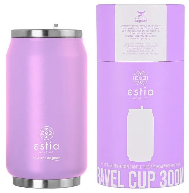 Estia 01-16715 Save the Aegean Μπουκάλι Θερμός 300ml, Lavender Purple