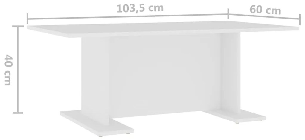 Τραπεζάκι Σαλονιού Λευκό 103,5 x 60 x 40 εκ. από Επεξ. Ξύλο - Λευκό