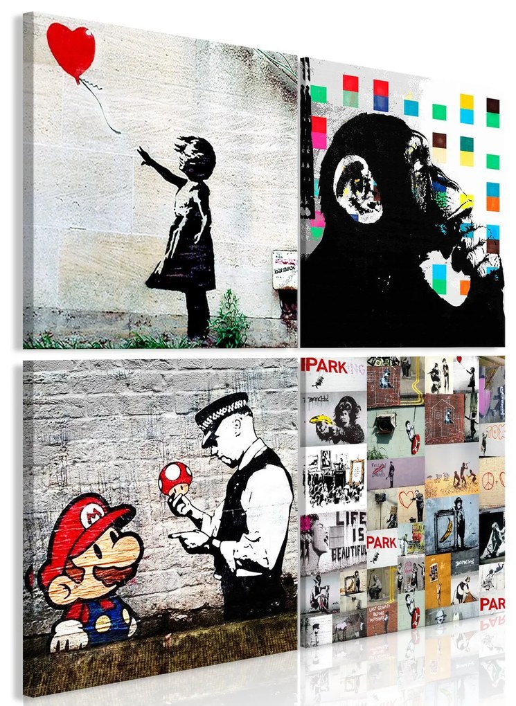 Πίνακας - Banksy Collage (4 Parts) 80x80