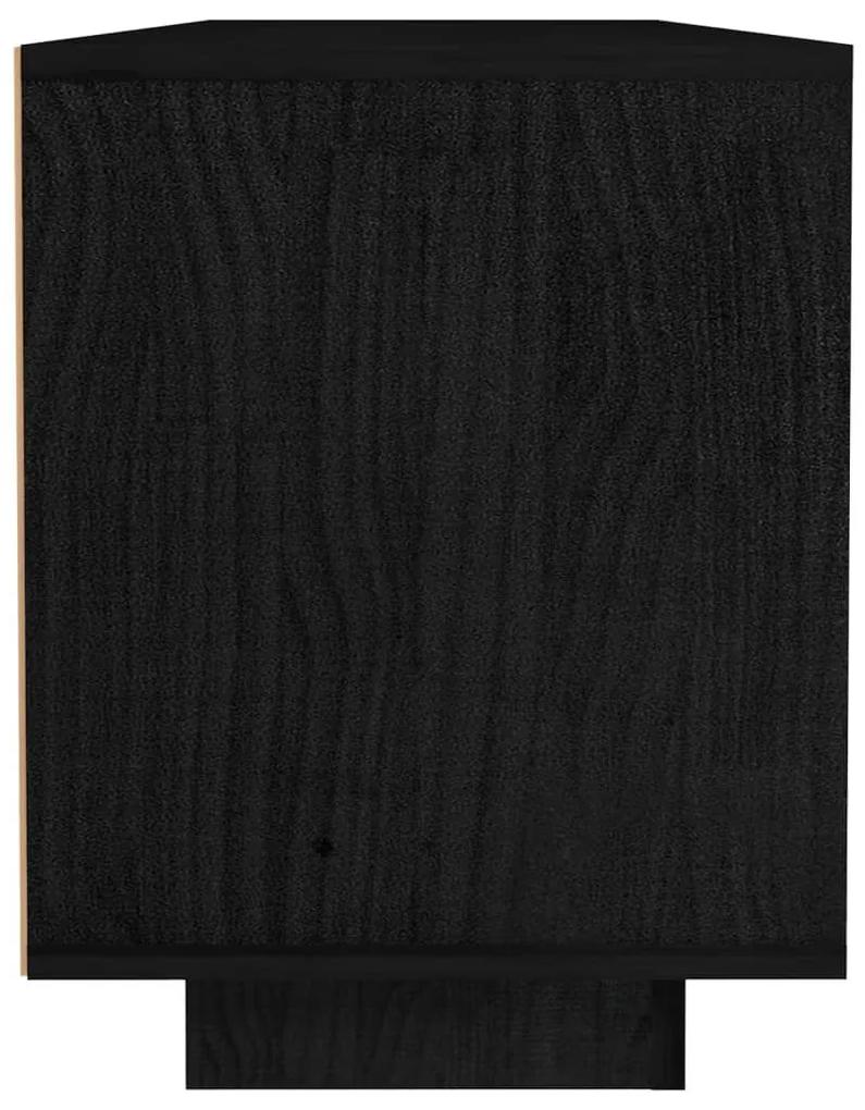 Έπιπλο Τηλεόρασης Μαύρο 110 x 30 x 40 εκ. από Μασίφ Ξύλο Πεύκου - Μαύρο