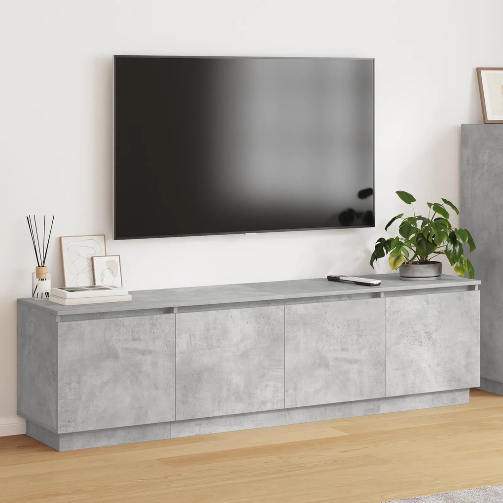 vidaXL Ντουλάπι τηλεόρασης με LED τσιμεντένιο γκρι 180x38x49 εκ. από επεξεργασμένο ξύλο