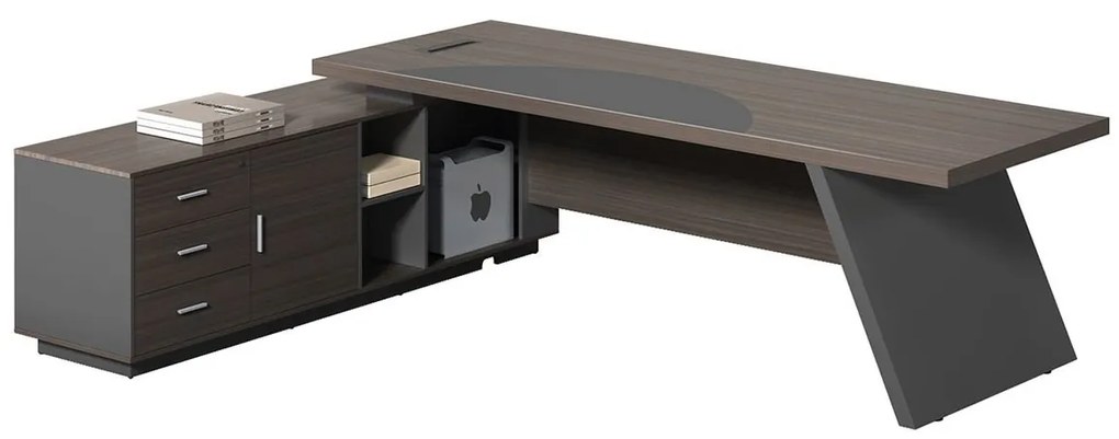 MASTER Γραφείο Αριστερή Γωνία, Απόχρωση Grey Walnut 160x80x75/160x40x62 cm