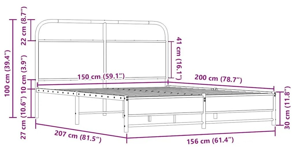 Πλαίσιο Κρεβατιού Χωρ. Στρώμα Sonoma Δρυς 150x200εκ. Επ. Ξύλο - Καφέ