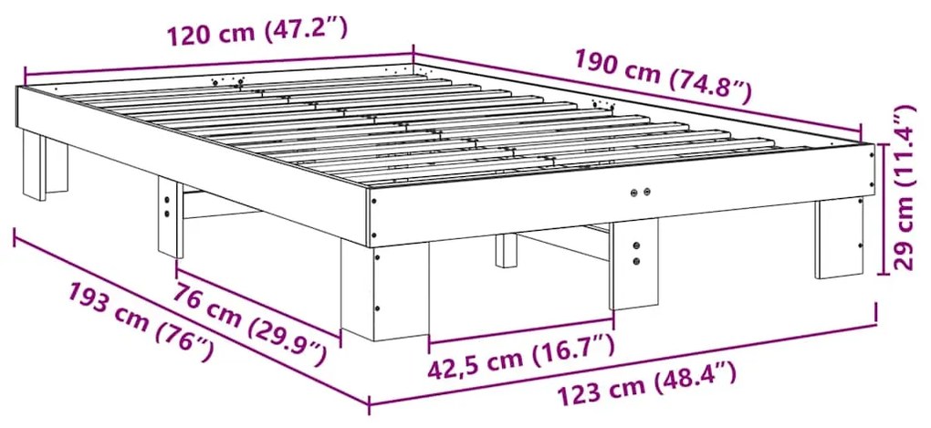 ΠΛΑΙΣΙΟ ΚΡΕΒΑΤΙΟΥ ΧΩΡΙΣ ΣΤΡΩΜΑ 120X190 CM ΜΑΣΙΦ ΞΥΛΟ ΔΡΥΣ 851958