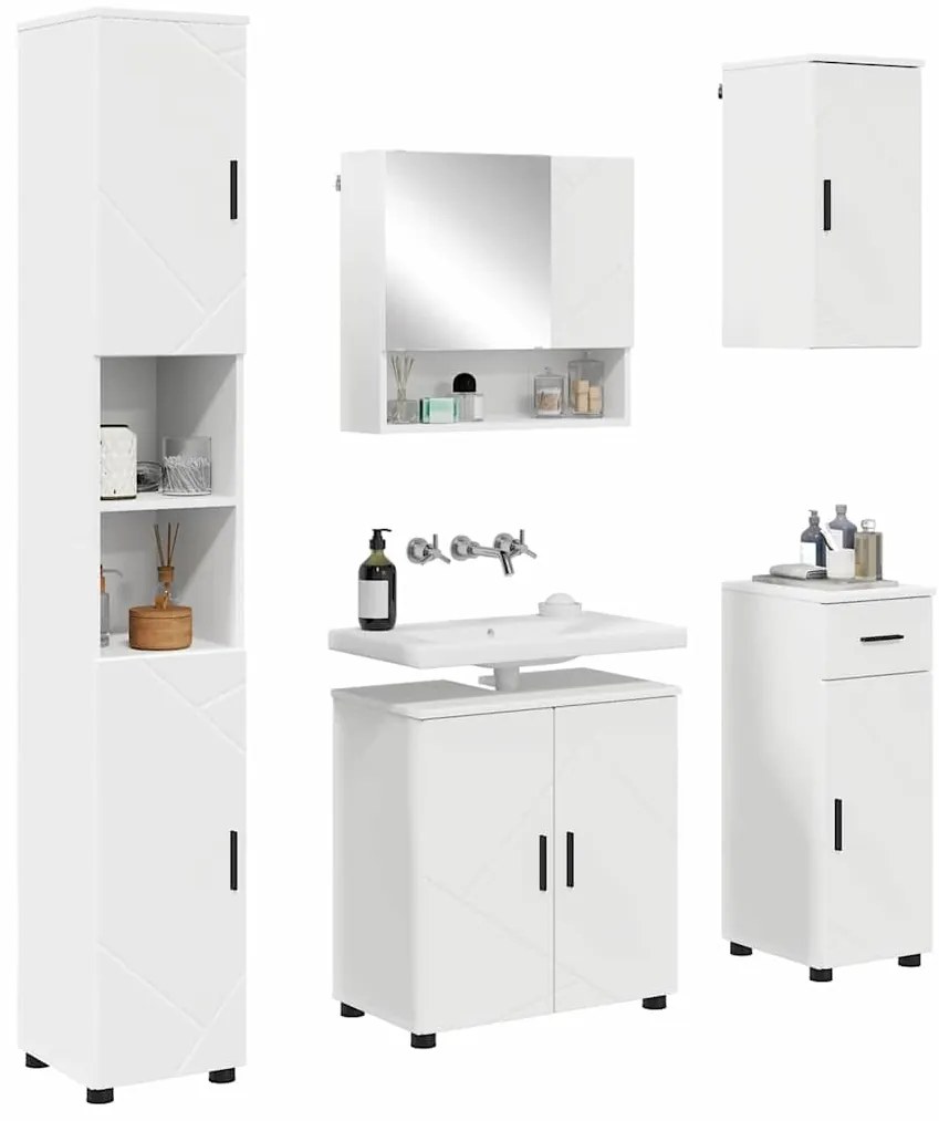 vidaXL Σετ Επίπλων Μπάνιου με συρτάρι 5 pcs Λευκό 61 x 35 x 64 εκ.