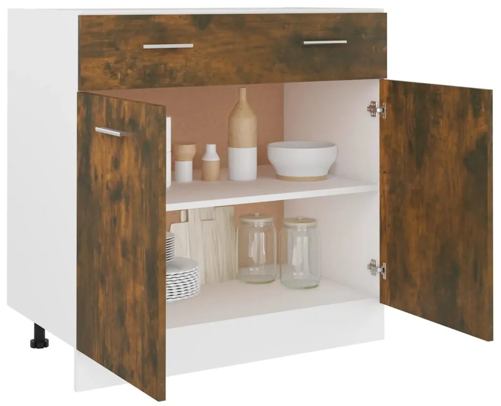 vidaXL Ντουλάπι με Συρτάρια "Lyon" Καπνιστή Δρυς 80x46x81,5 εκ. από Τεχνητό Ξύλο