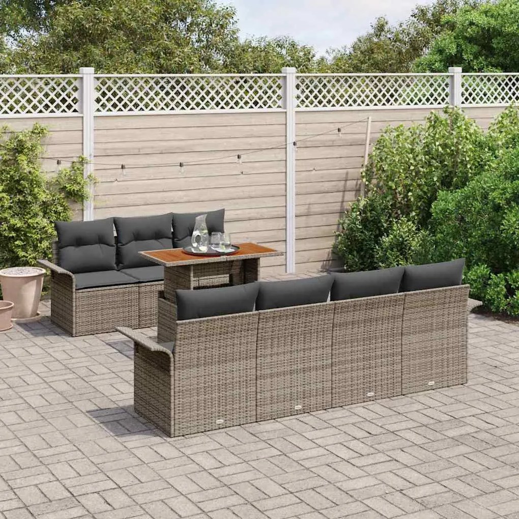 vidaXL Σετ Καναπέ Κήπου με μαξιλάρι 8 pcs Γκρι 100 x 55 x 73 εκ