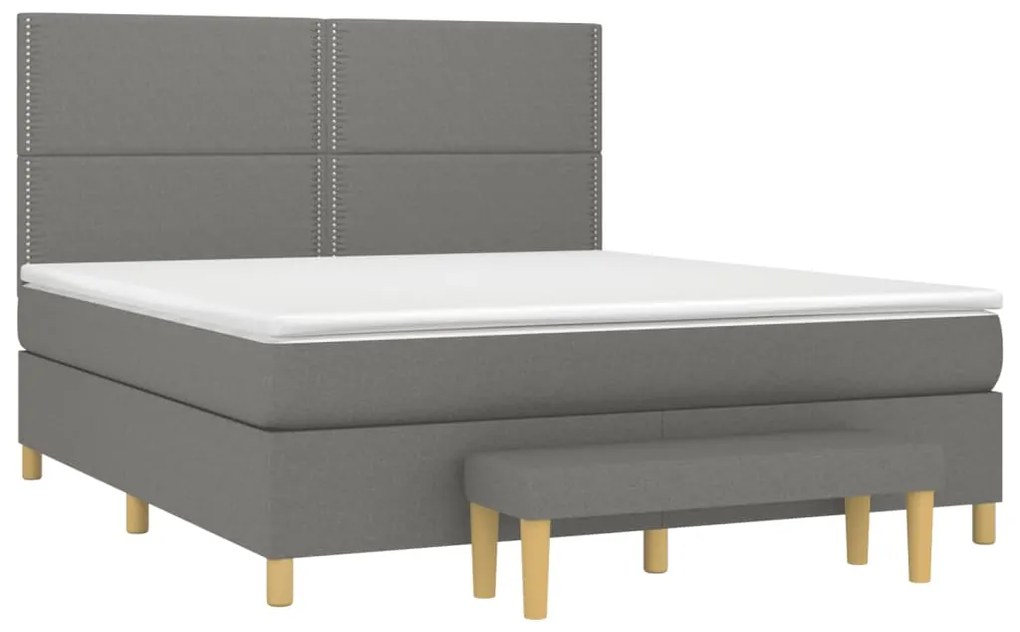 vidaXL Κρεβάτι Boxspring με Στρώμα Σκούρο Γκρι 160x200 εκ Υφασμάτινο