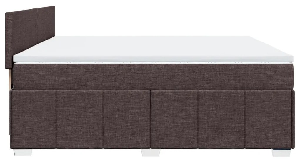 Κρεβάτι Boxspring με Στρώμα Σκούρο Καφέ 200x200 εκ. Υφασμάτινο - Καφέ