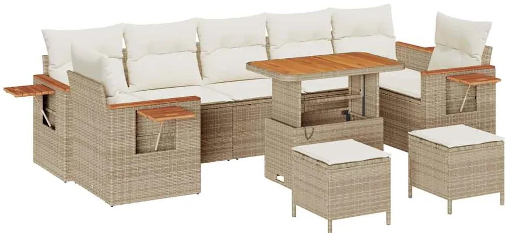 vidaXL Σετ Καναπέ Κήπου 10 pcs μπεζ και κρεμ 90 x 55 x 71 cm