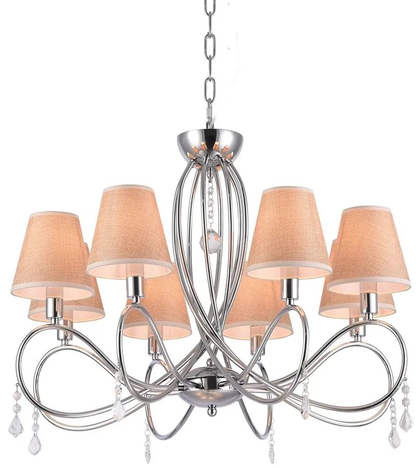 Φωτιστικό Οροφής 77-3666 E002-8 Laki Chrome &amp; White Shade Homelighting Μέταλλο,Ύφασμα