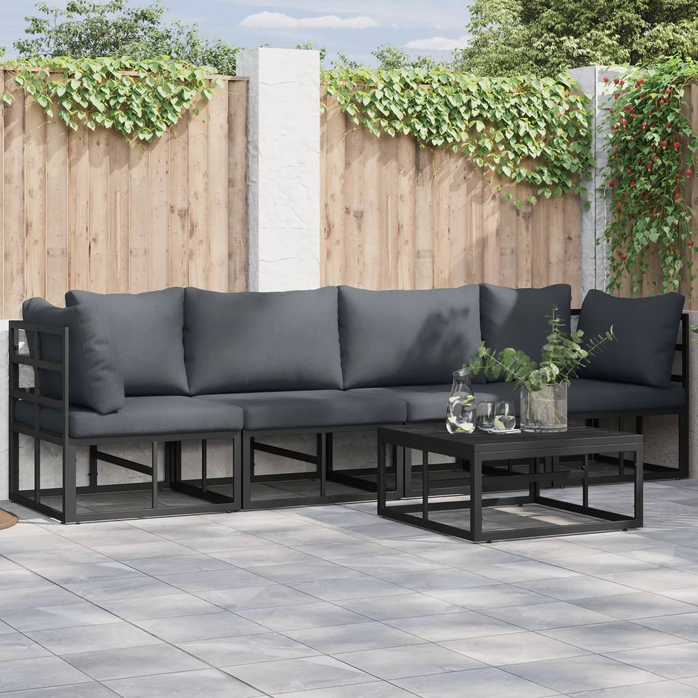 vidaXL Σετ Καναπέ Κήπου 4 pcs Μαύρο 283 x 71.5 x 71 εκ. Αλουμίνιο