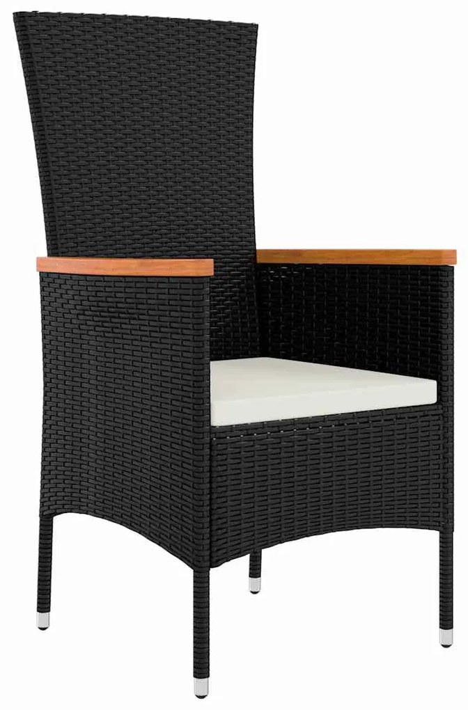 vidaXL Σετ Φαγητού Κήπου με μαξιλάρι 7 pcs Μαύρο 160 x 80 x 73 εκ