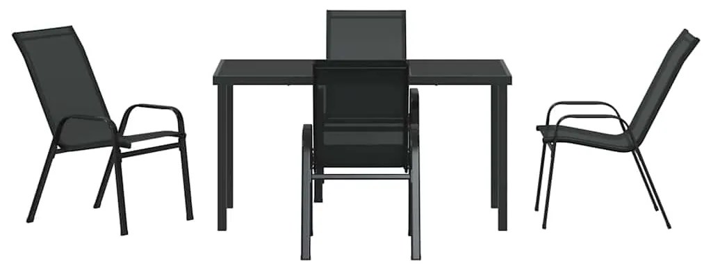 vidaXL Σέτ φαγητού για κήπο 5 pcs Μαύρο Ατσάλι με Πούδρα