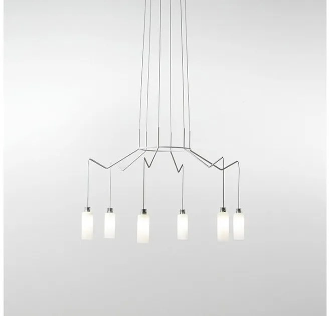 Πολυέλαιος Κρεμαστό Φωτιστικό Οροφής 6xLED 4,2W Dimmable Triac Φυσητό Pyrex Γυαλί Chan BT6 Prandina-1C03001011201-Ορείχαλκος 1C03001011201