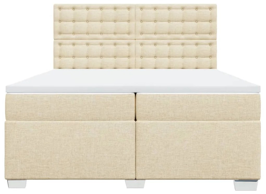 vidaXL Κρεβάτι Boxspring με Στρώμα Κρεμ 200x200 εκ. Υφασμάτινο