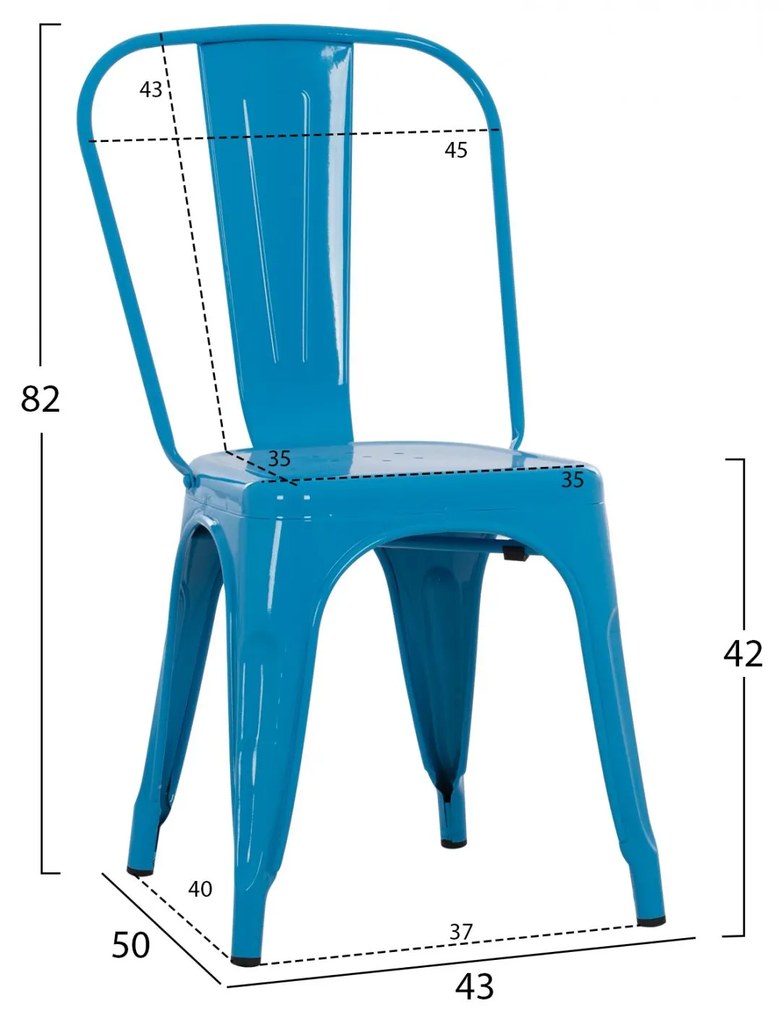 Καρέκλα MELITA C8641.08 Μεταλλική σε Μπλέ 43x50x82Y εκ. 43x50x82 εκ.