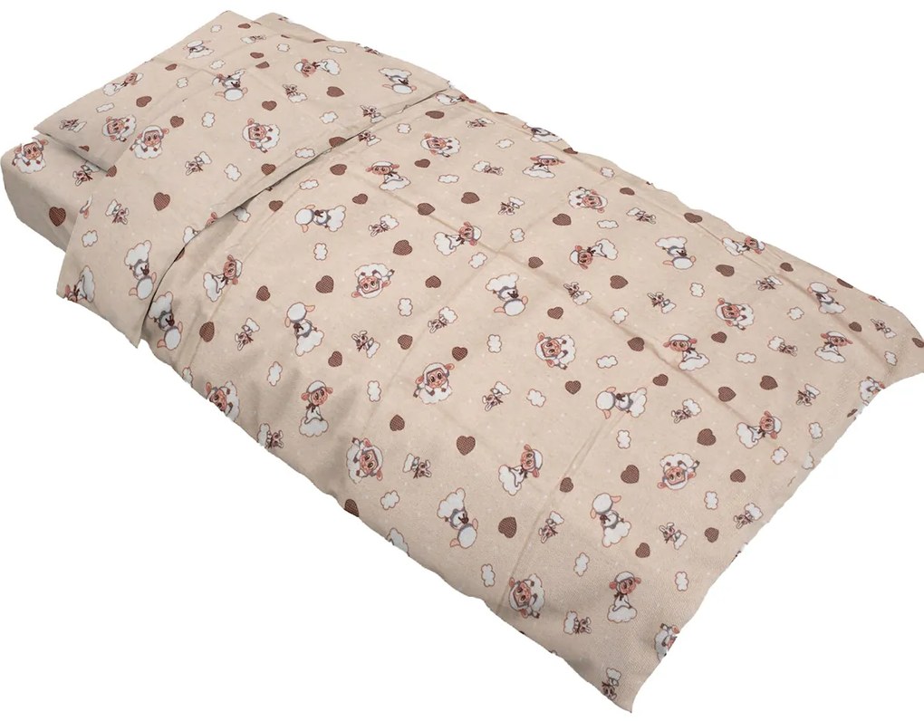 Φανελένια Σεντόνια Μονά (Σετ) Dimcol Προβατάκι 07 Beige