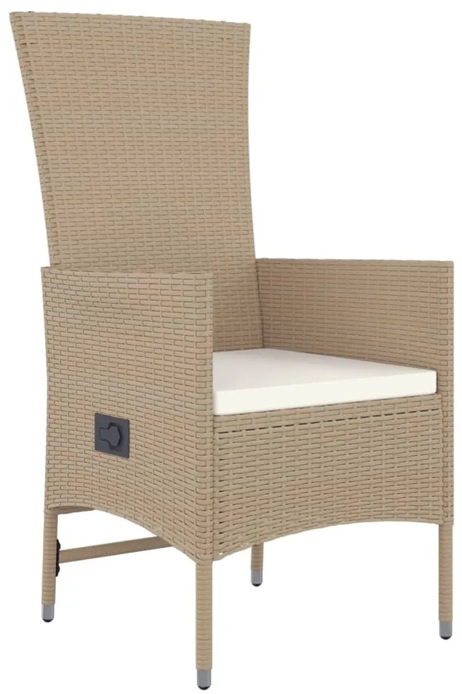 vidaXL Σετ Τραπεζαρίας Κήπου 7 τεμ. Μπεζ Συνθετικό Ρατάν με Μαξιλάρια