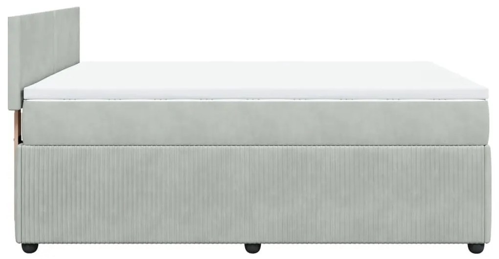 Κρεβάτι Boxspring με Στρώμα Ανοιχτό Γκρι 140x190 εκ. Βελούδινο - Γκρι