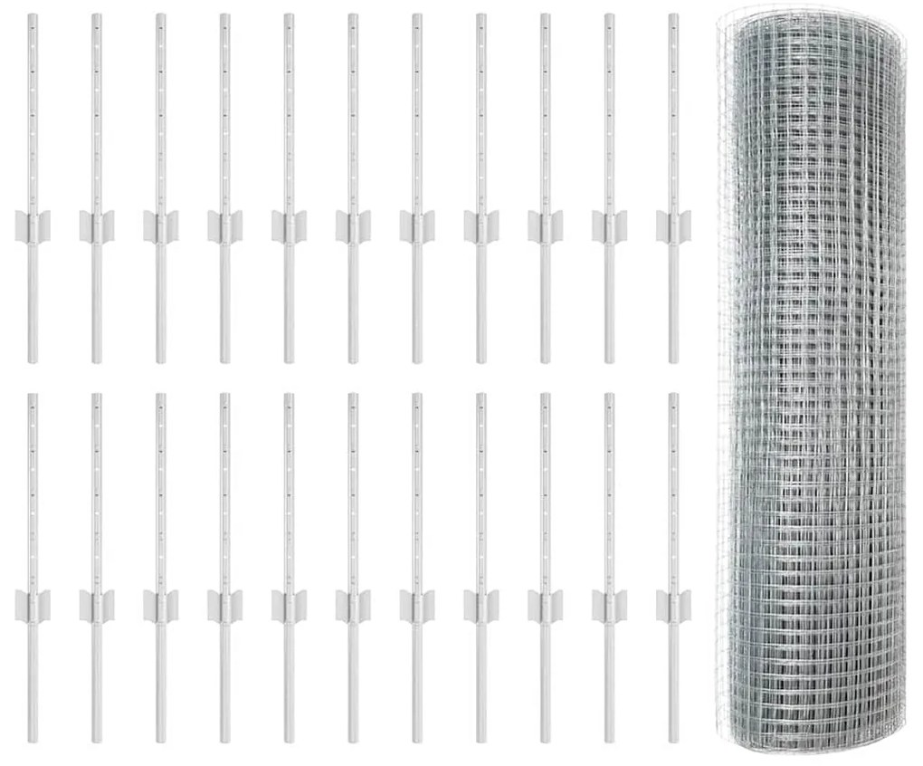 Τείχος και Πόστ Ασημί 0,4 x 50 μ. Ατσάλι