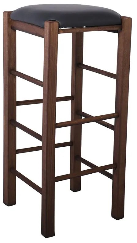 WOODWELL Ρ977,Ε2ΤΤΑΒΕΡΝΑΣ Σκαμπό BAR, Οξιά Βαφή Εμποτισμός Καρυδί, Κάθισμα Pu Μαύρο 35x35x81cm Ρ977,Ε2Τ